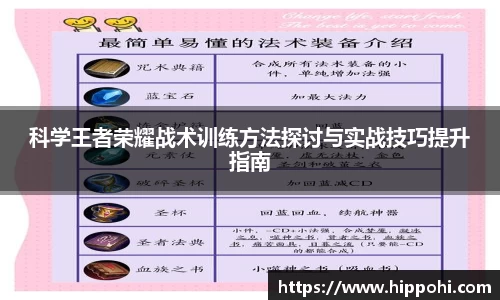 科学王者荣耀战术训练方法探讨与实战技巧提升指南